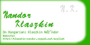 nandor klaszkin business card